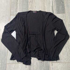 Young at Heart Lightweight Open Waterfall Front Cardigan Black Size Small